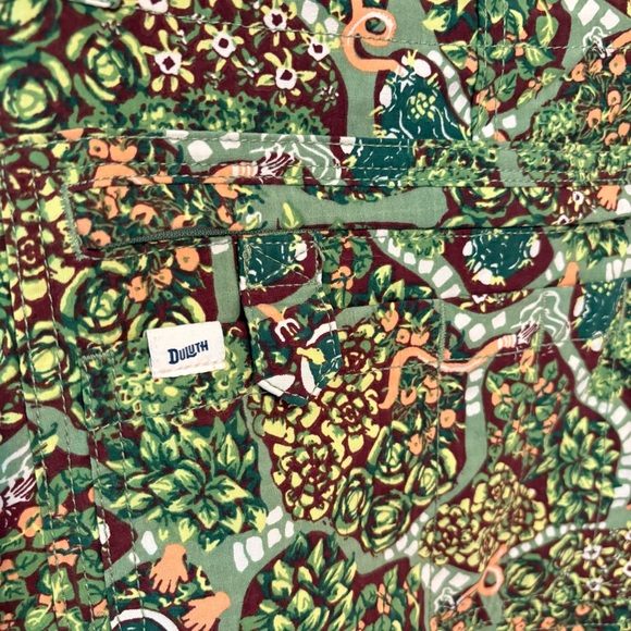 Duluth Trading Co heirloom gardening bib overalls in succulent garden print - Picture 4 of 7